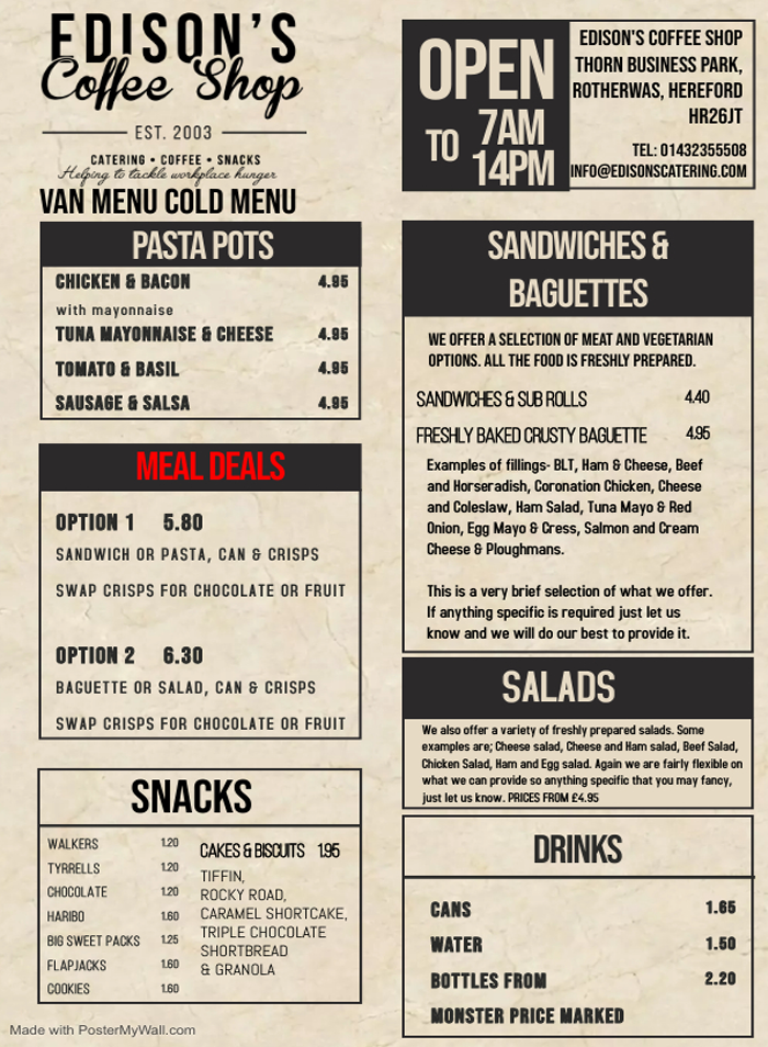 Van Menu 1 of 2 May 2024